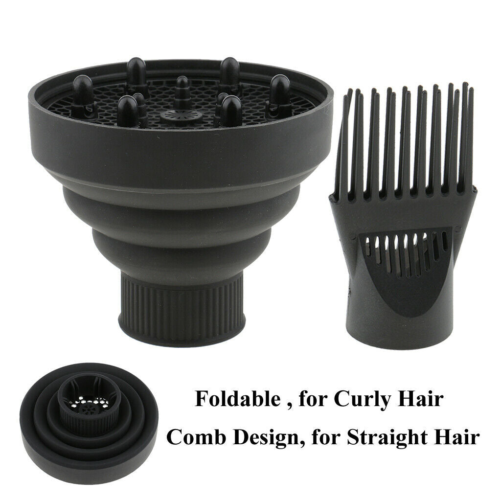 for Silicone Universal Curl Hair Dryer Diffuser + Blower Straight Comb
