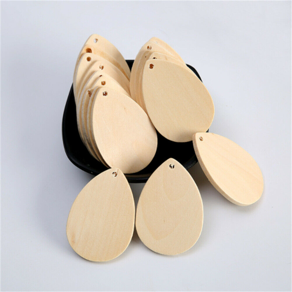 10 pcs Blank Teardrop Wood For Pendant Earring Dangle DIY Jewelry Charm 57*40mm