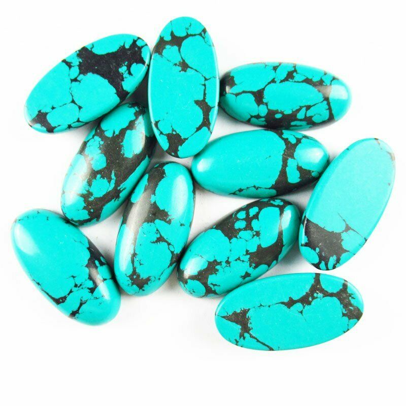 8pcs 30x15x7mm Blue Black Turquoise 38g Oval Cab Cabochon A-310JM