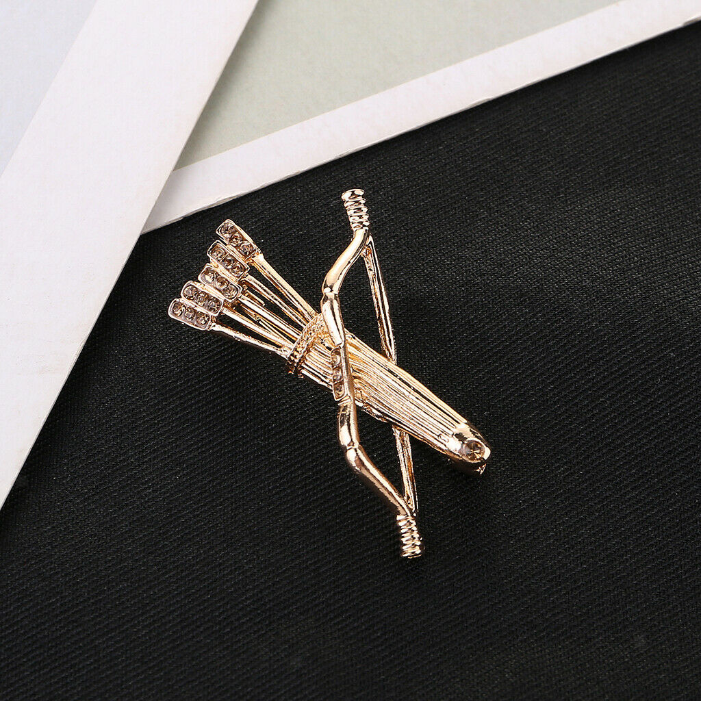 2Pack Bow and Arrow Brooches Crystal Clothes Lapel Pin Badge Collar Clips