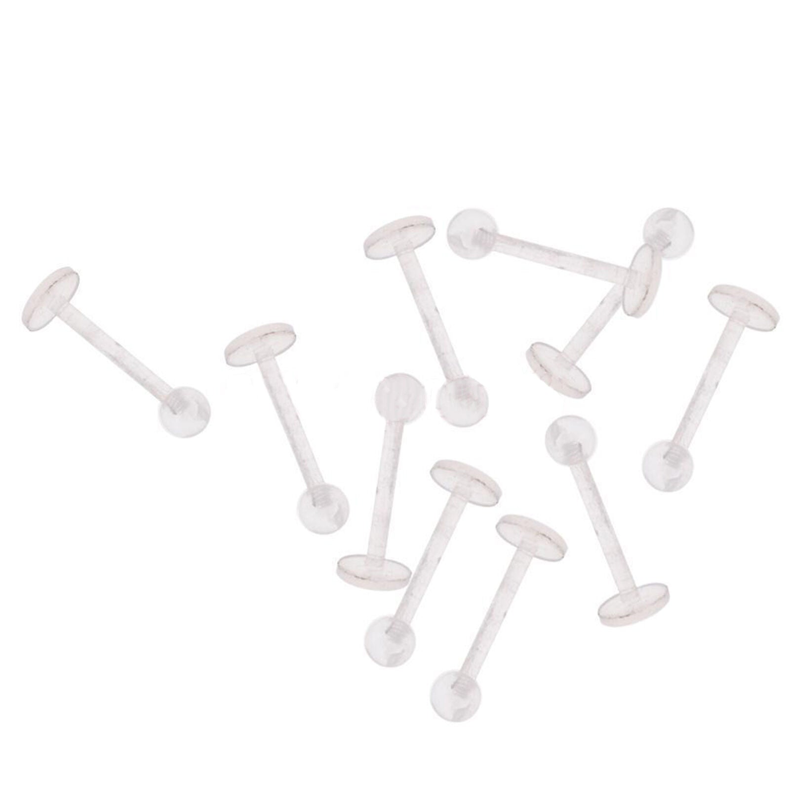 10pcs Clear Transparent Acrylic Tongue Rings Retainers Body Piercing Jewelry