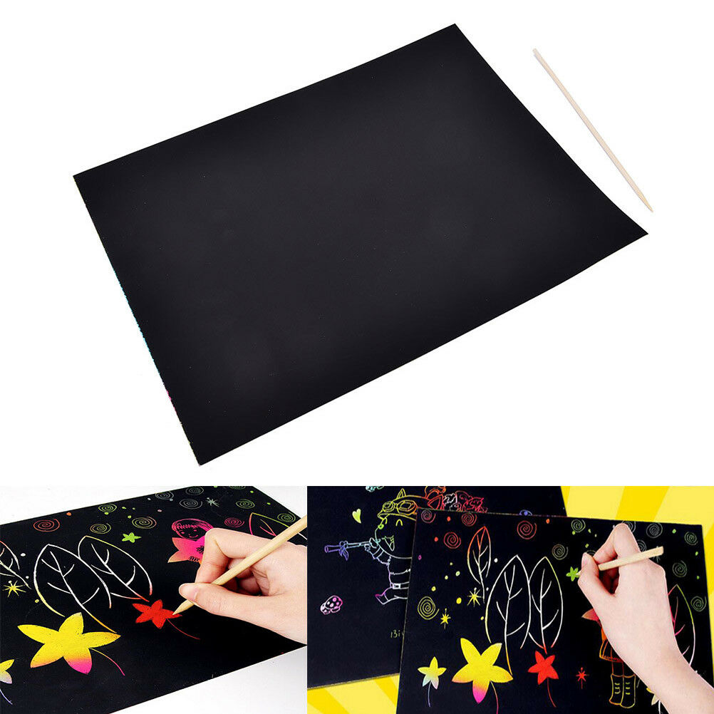 A4 Sheet Rainbow Scratch Colourful Stencil Art Craft Engraving Paper With .l8
