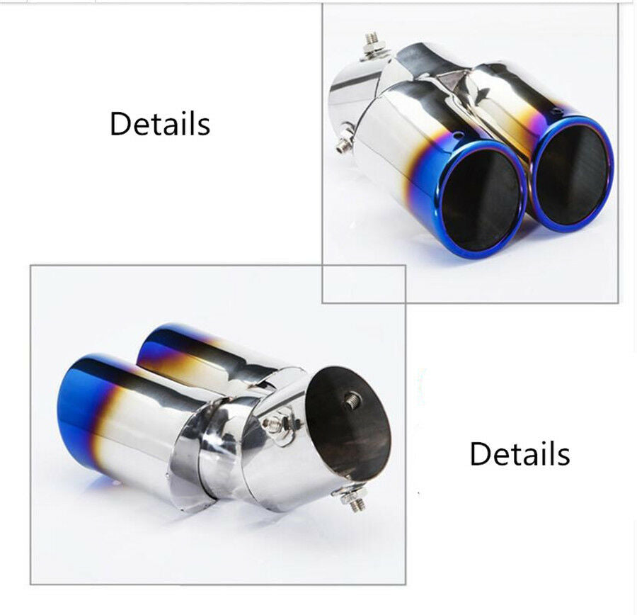 6.3cm Inner diameter Stainless Steel Dual Exhaust Pipes Muffler Tip Throat Liner