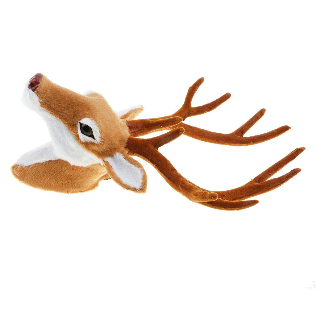 Animal Simulation Wall Sculpture, Yellow Faux Fur Deer Head Crafts Statues, Home