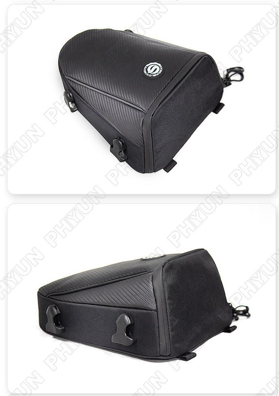 Carbon Fiber Look Motorcycle Tail Bag Back Seat Bag Touring Shoulder Bag Black