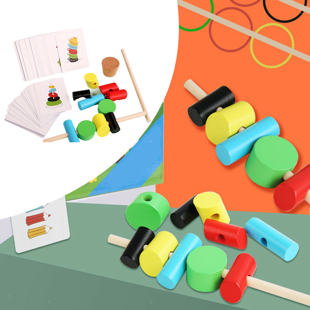 Wooden Learning Color Matching Logic Games Beaded Toys Preschool Early Education