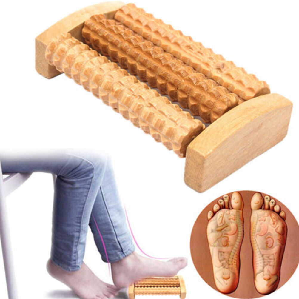 Handheld Wooden Roller Massager Reflexology Hand Foot Back Body Relax Y xJMBUYGR