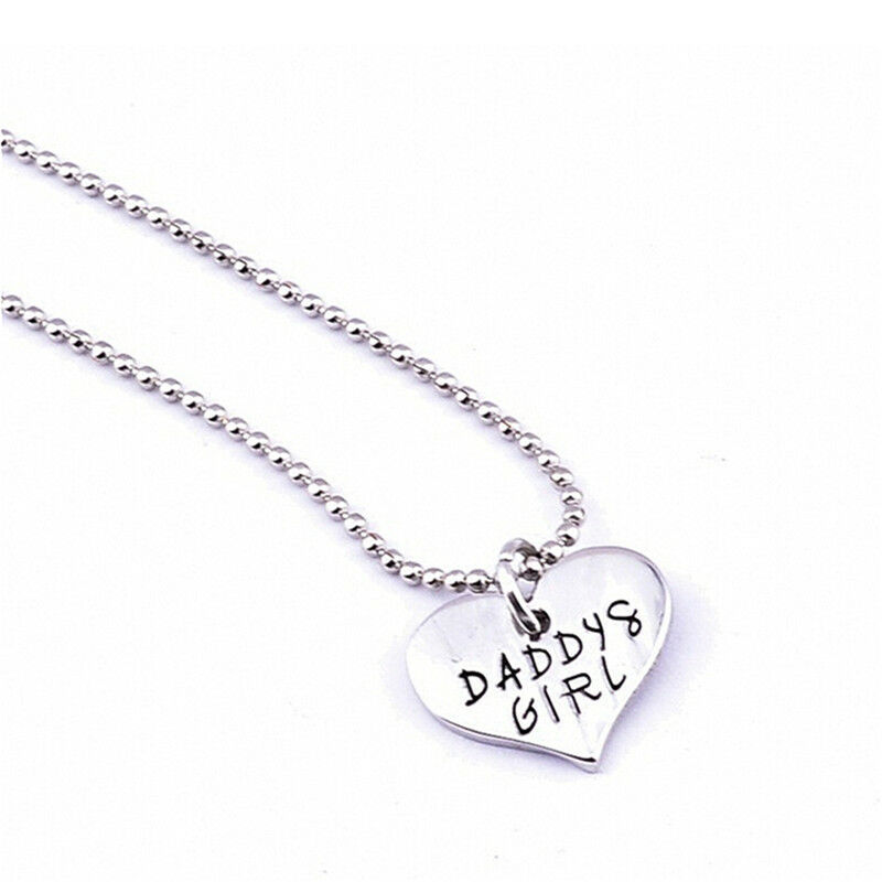Letter Heart Keychain Necklace Pendant Daddy Daughter Father Girls JewelrySG Pb