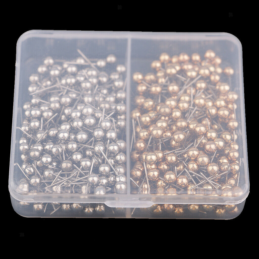 900 Pieces Shiny Colorful Map Tacks Push Pins Plastic Head with Steel Point for