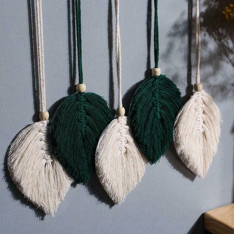 Handmade Boho Macrame Tapestry Cotton Thread Woven Leaf Tasse Wall Dream Catcher