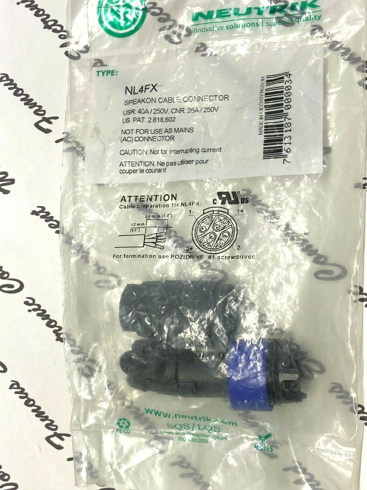 1pcs - Neutrik NL4FX 4 Position Female Loudspeaker Connector