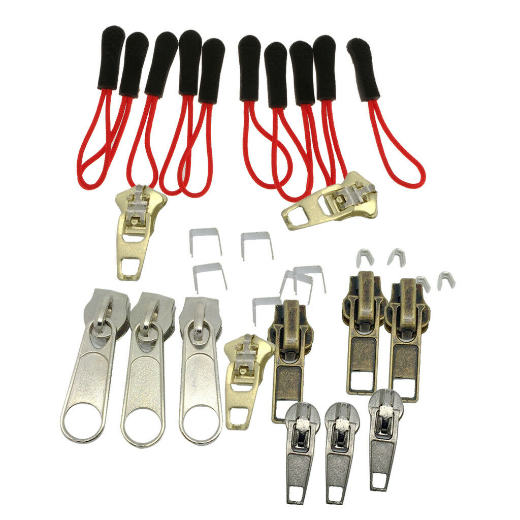 32Pc Zip Zipper Broken Repair Rescue Replacement Fix Kit Jeans Trouser Coat