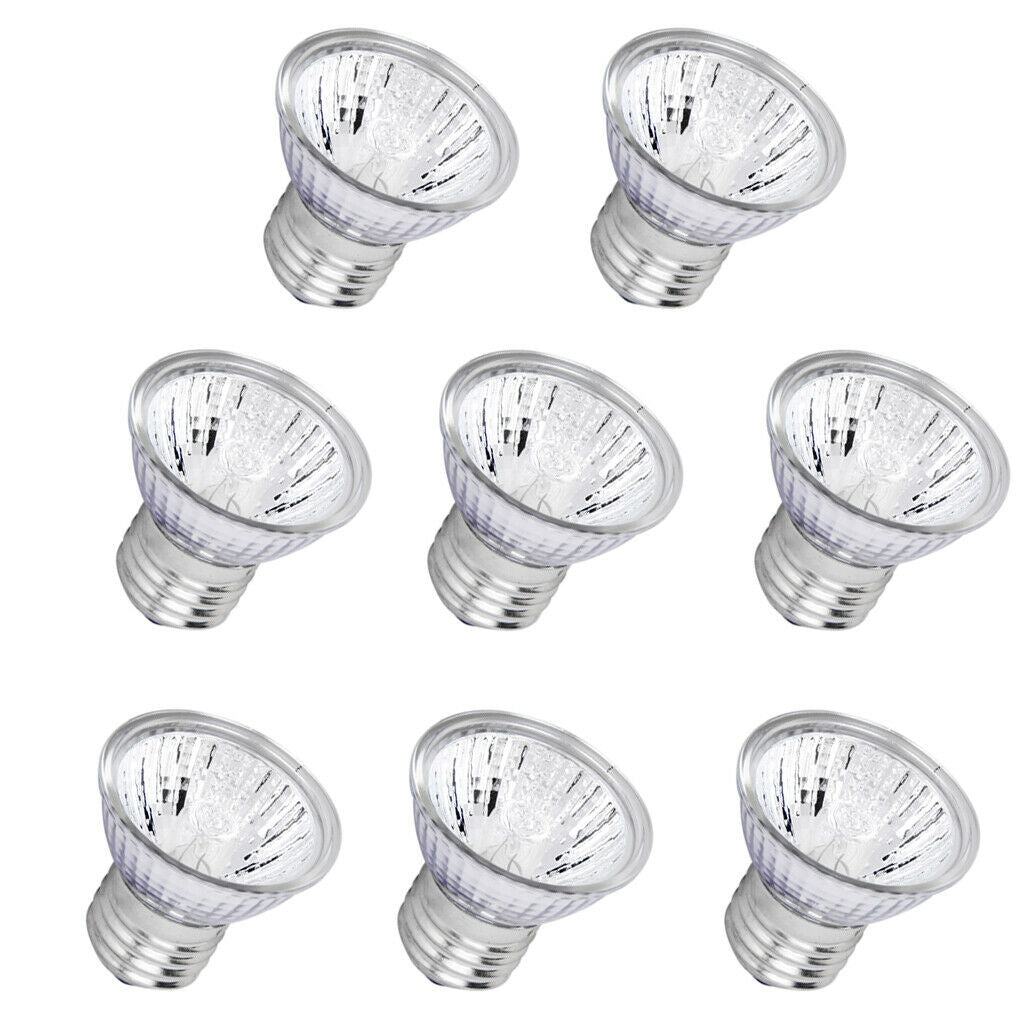 8Pcs 50W Reptile Mini Reflector Halogen Spotlight Light Lamp Bulb 220-240V
