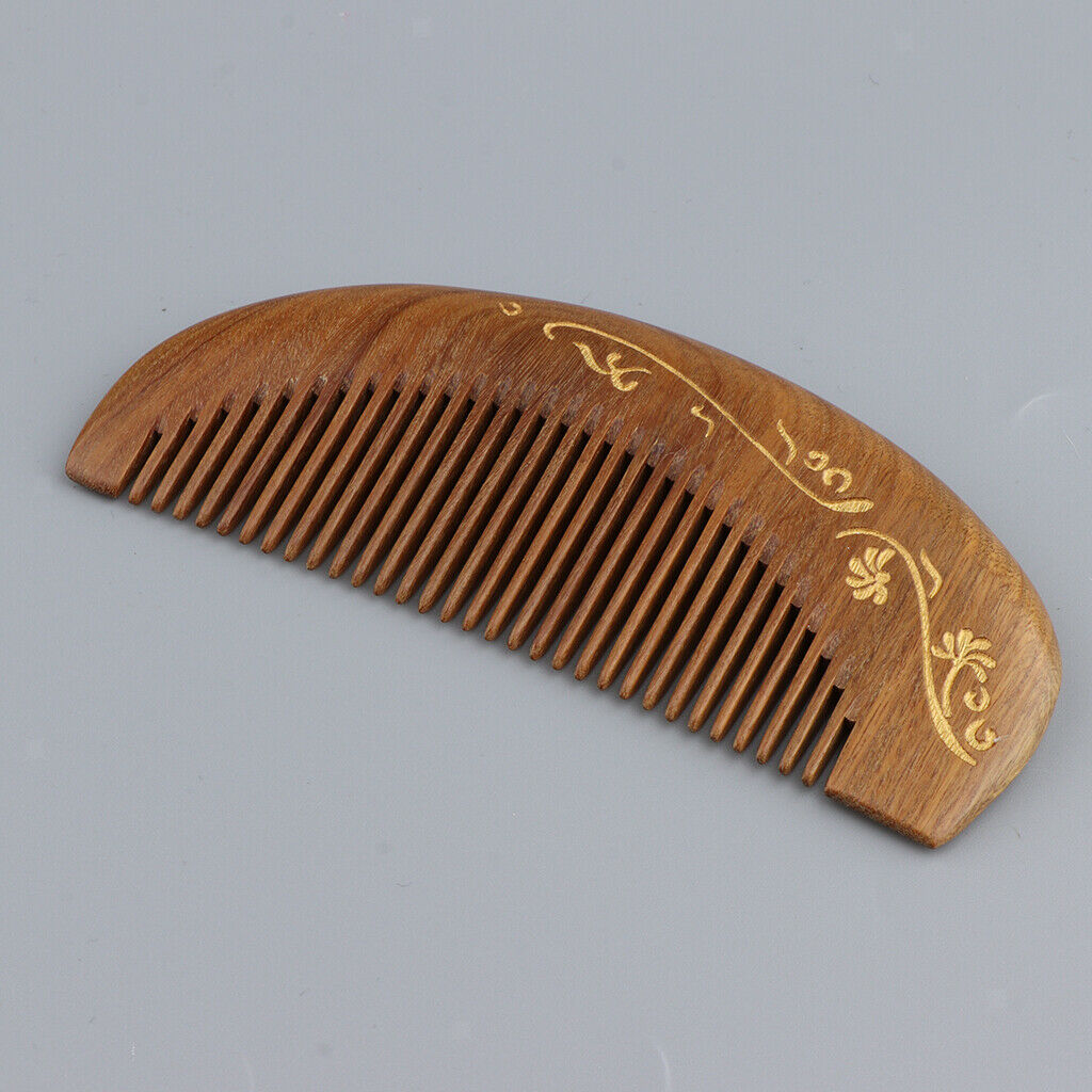 Wide Tooth Natural Wooden Hair Comb Anti-static Massage Detangler Comb Half Moon
