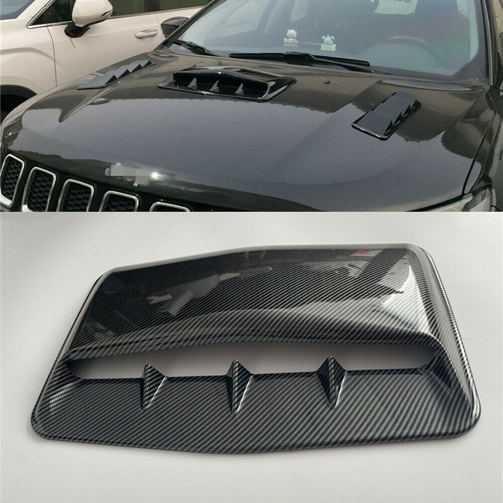 Car Decorative Air Flow Intake Hood Vent Cover Carbon Fiber Style Trim Universal