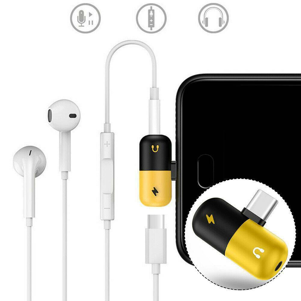 Type C to 3.5 mm and Charger 2in-1 Headphone AUX Audio Jack USB-C Cable Adapte