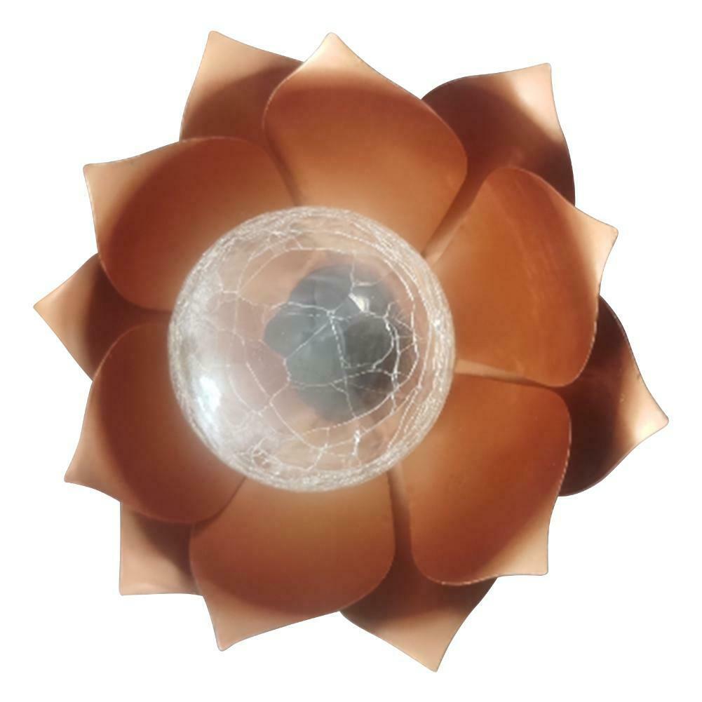 Solar Light Outdoor Garden Waterproof Crackle Globe Glass Lotus Flower LED Lig @