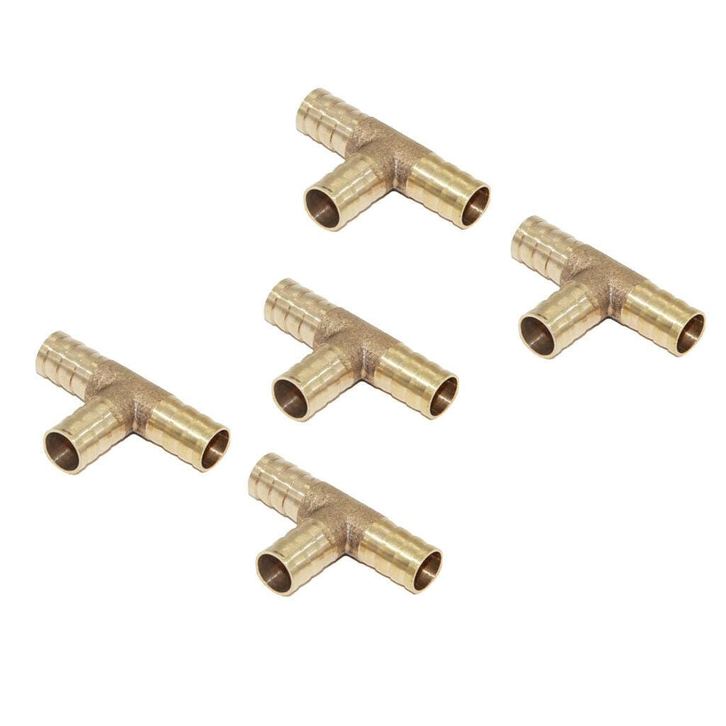 25cs Brass Tee Adapter Hose Joiner Tee Connector T for Water Fluid Fuels