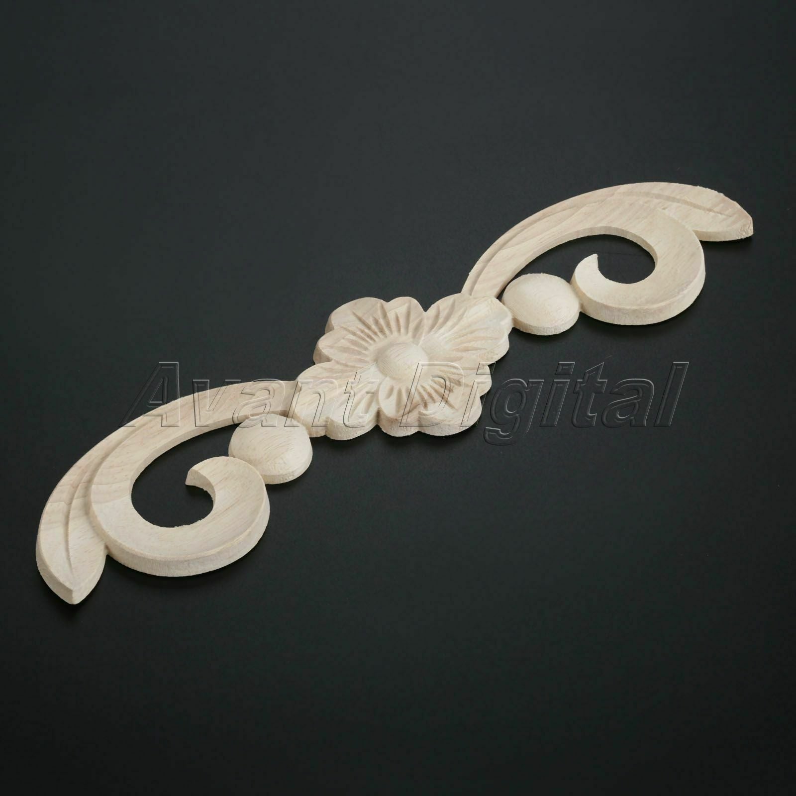 25*6cm European Style Unpainted Wooden Carved Long Onlay Applique Dyes Easily