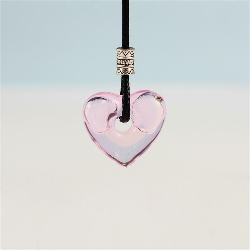Essential Bottle Diffuser Perfume Heart Glass Pendant Necklace Pink