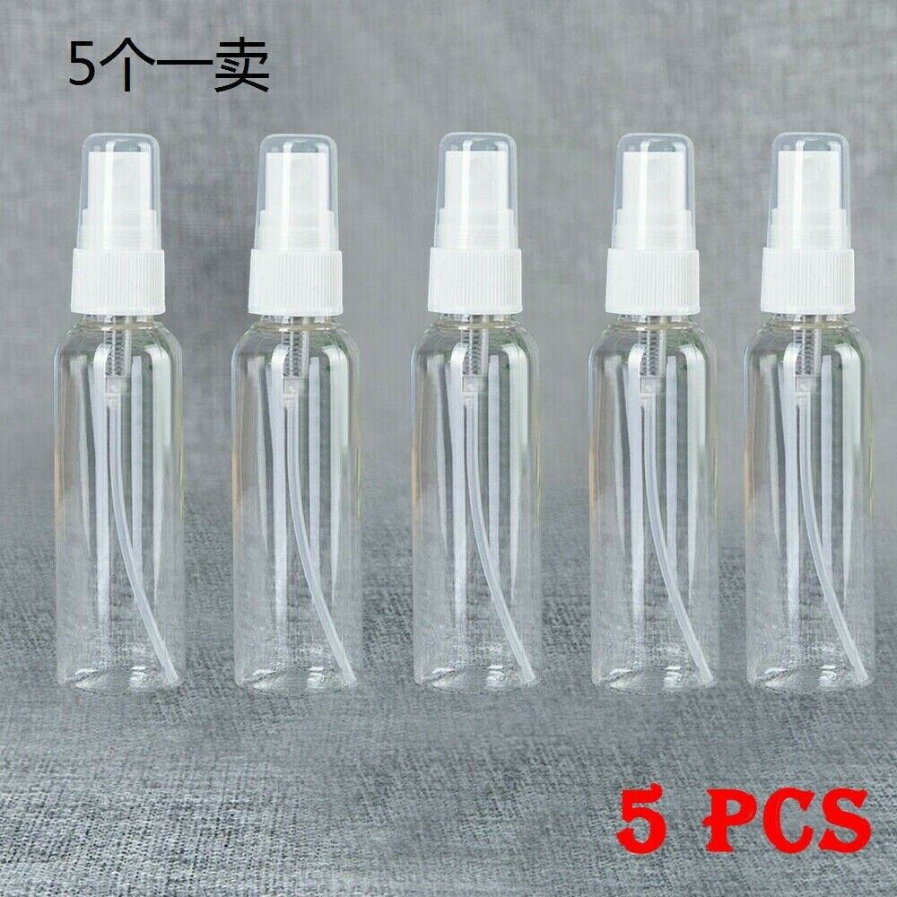 5 Pcs/Set 60ml 2OZ Travel Transparent Plastic Empty Spray Bottle Reuse US