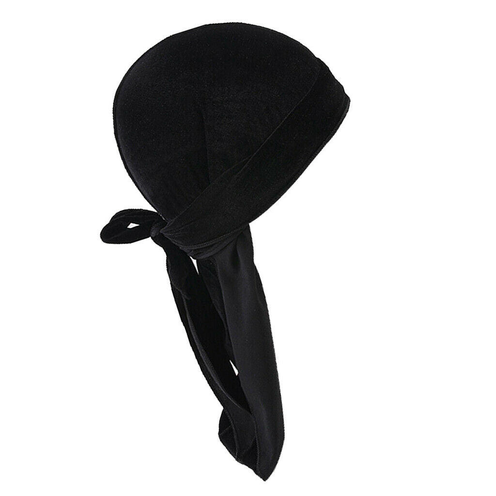 2 Pack Women Mens Fashion Soft Velvet Bandana Hat Long-Tail Muslim Headwear