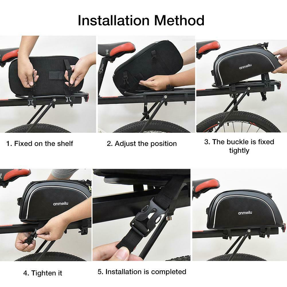 8L Bike Rear Seat Bag Bicycle Backseat Cycling Pannier Rack Trunk Travel Bag PU