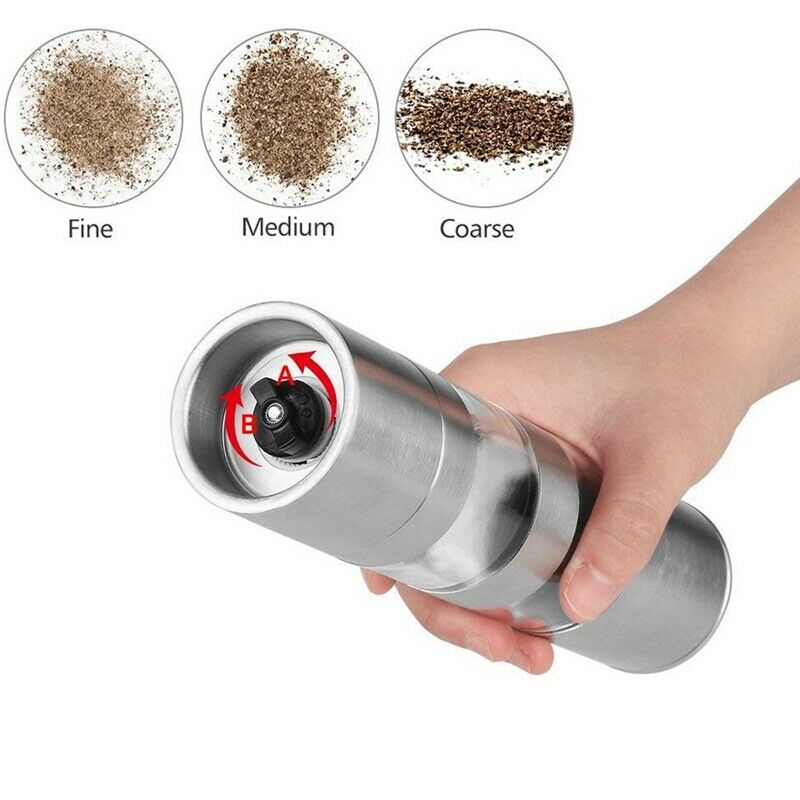 2 In 1 Salt And Pepper Grinder Set,Stainless Steel Salt Grinder With AdjustablJ2