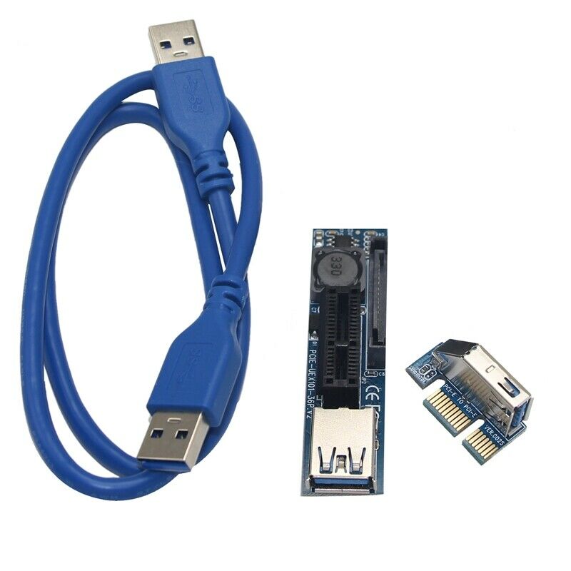 UEX101 PCI-E X1 to X1 Extension Riser Card Adapter with USB3.0 Cable D4X5X5