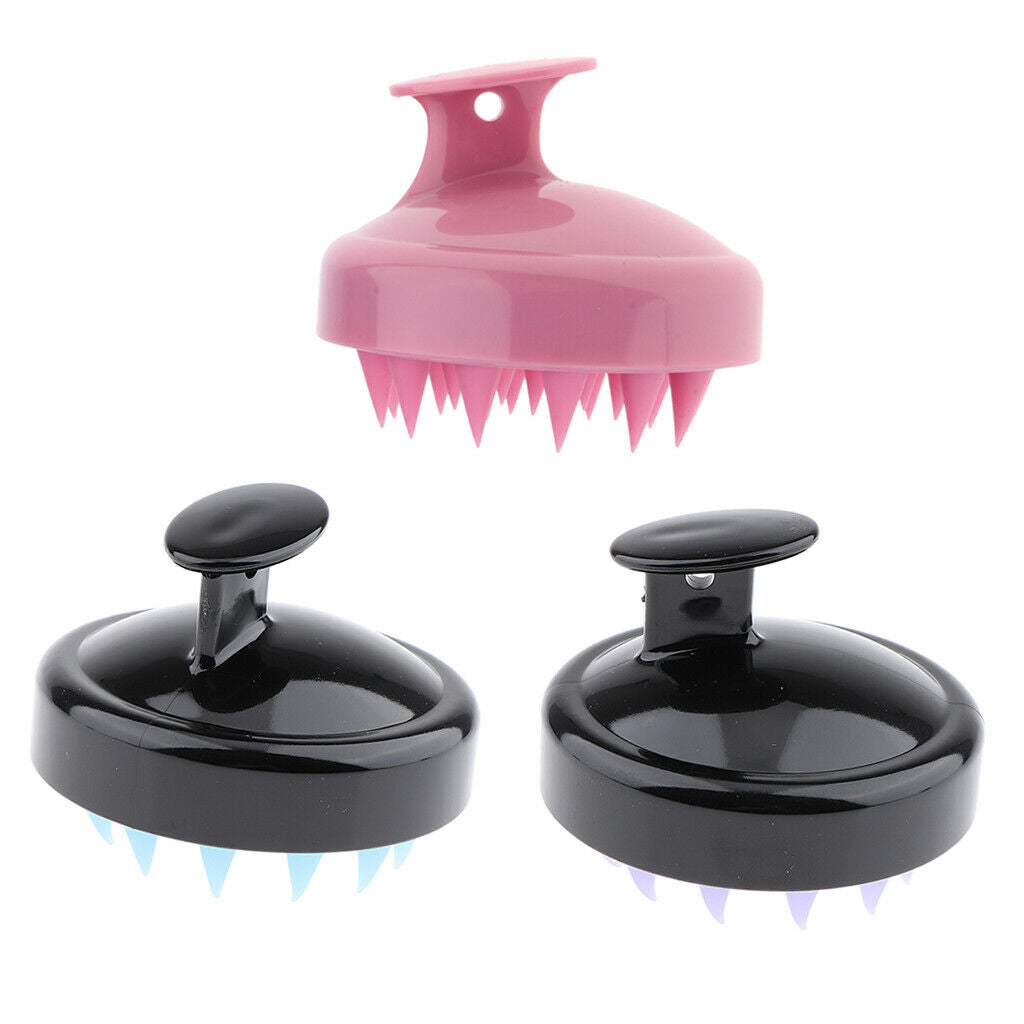 3Pcs Soft Silicone Shampoo Brush Scalp Head Massage Hair Cleaning Brush