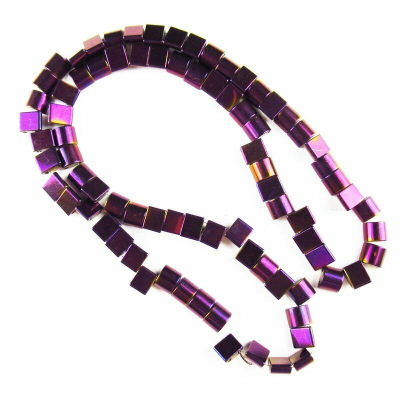 6x5x3mm Purple Hematite Half Ellipse Pendant Loose Bead 15.5 inch 24g A-426TS