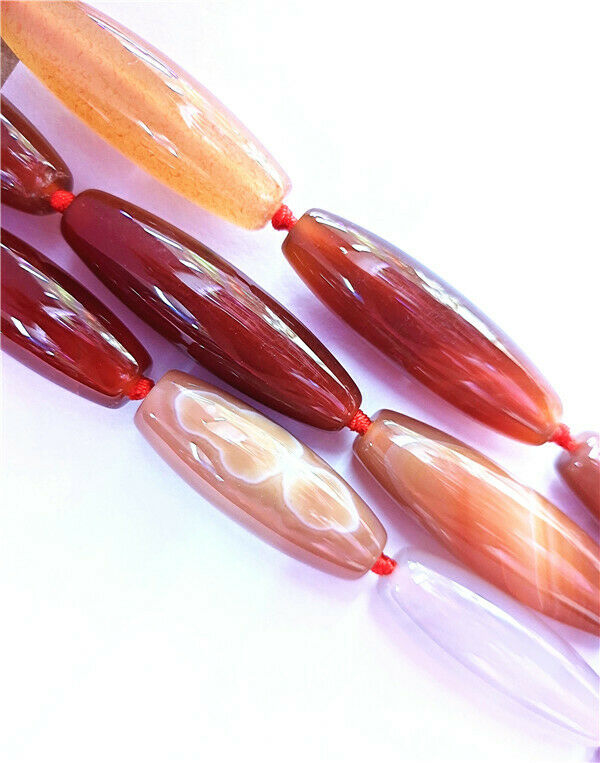1 Strand 40x15mm Brown Agate Olive Loose Beads Jewelry Making 15.5inch HH8453