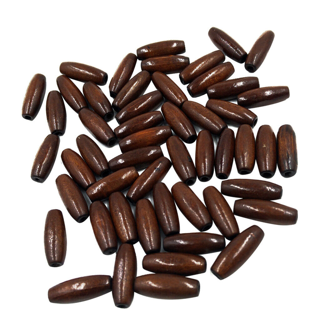 50pcs 8x23mm Wood Oval Tubes Beads DIY Finding For Necklace Bracelet Making