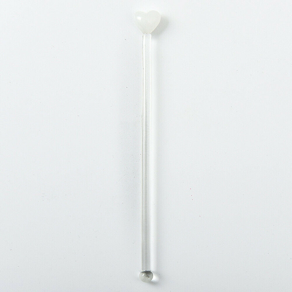 4pcs Glass Stir Sticks Heart Long Handle Beverage Swizzle Cocktail Picks Party