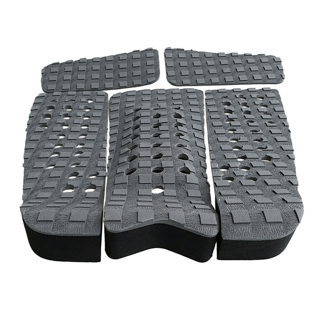 5 Pieces Square Grooved EVA Surfboard   Traction Deck Grip Tail Pad Gray