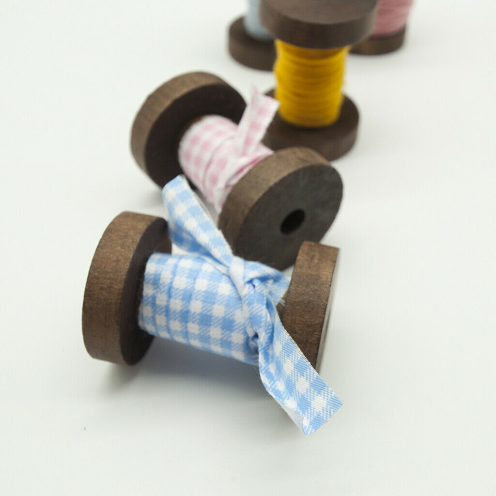 3x Wooden Empty Thread Spools Natural Wire Elastic Cord Yarn Thread Bobbins
