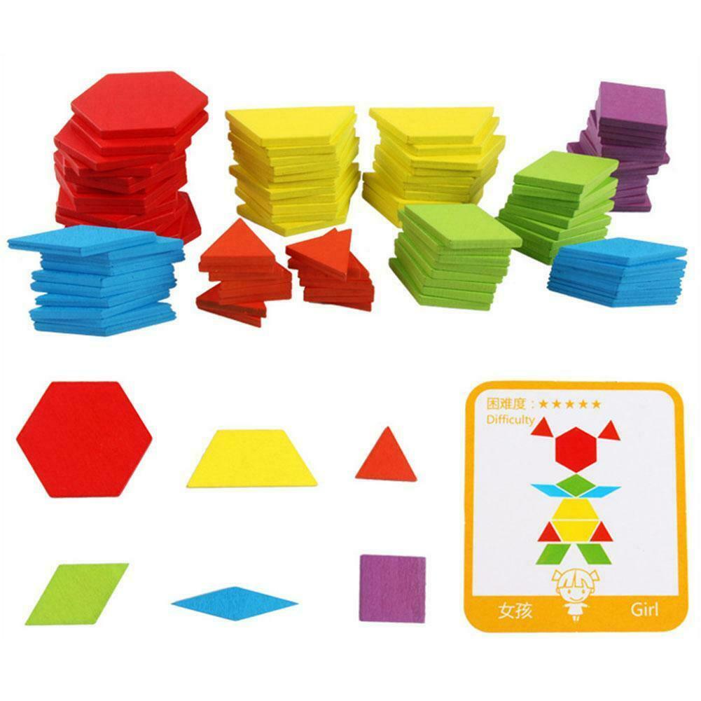 155pcs Kids Colorful Wood Jigsaw Puzzle Game Intelligent Educational Toys AU