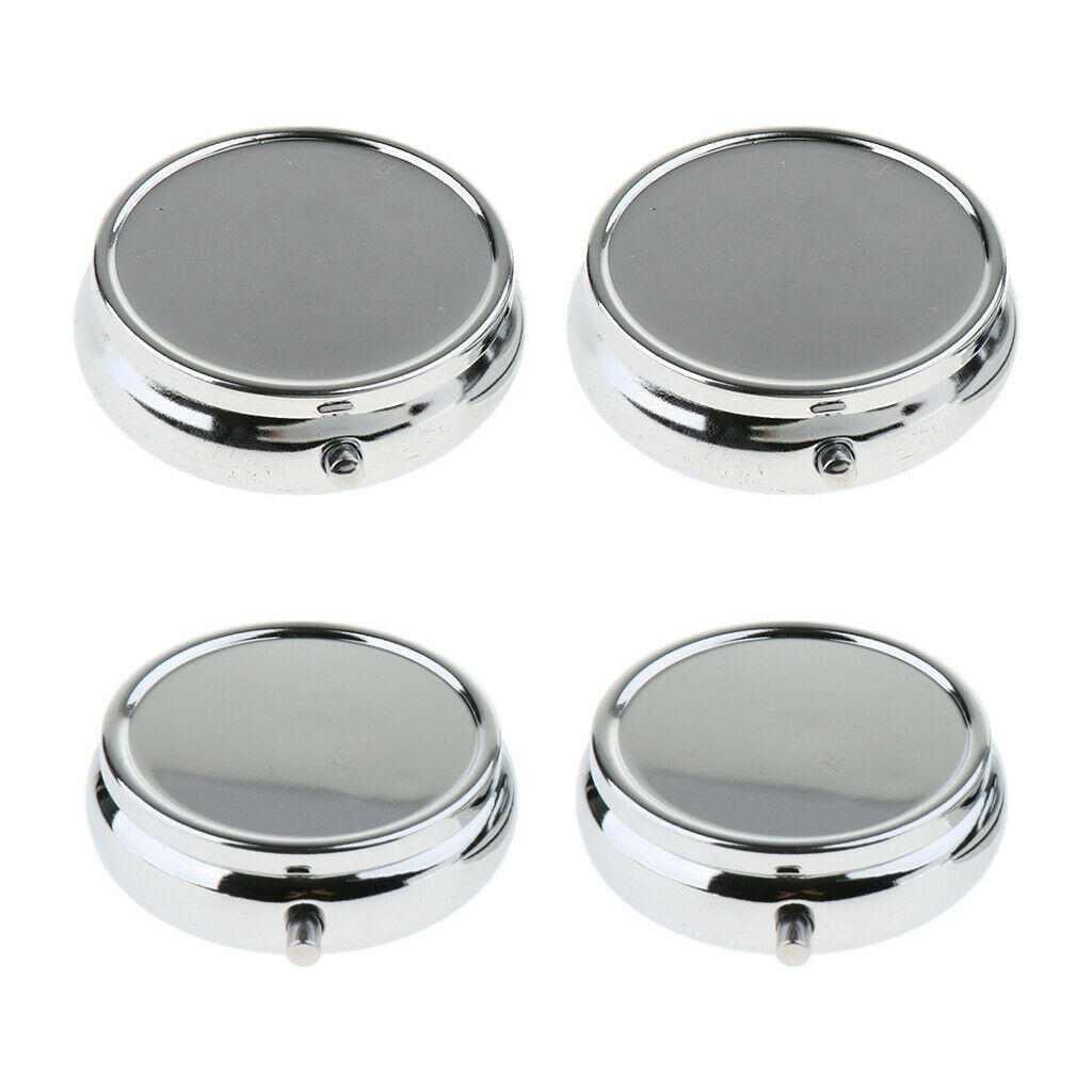 Pack of 4 Metal Pill Box Holder Storage Container Organizer for Pocket Purse
