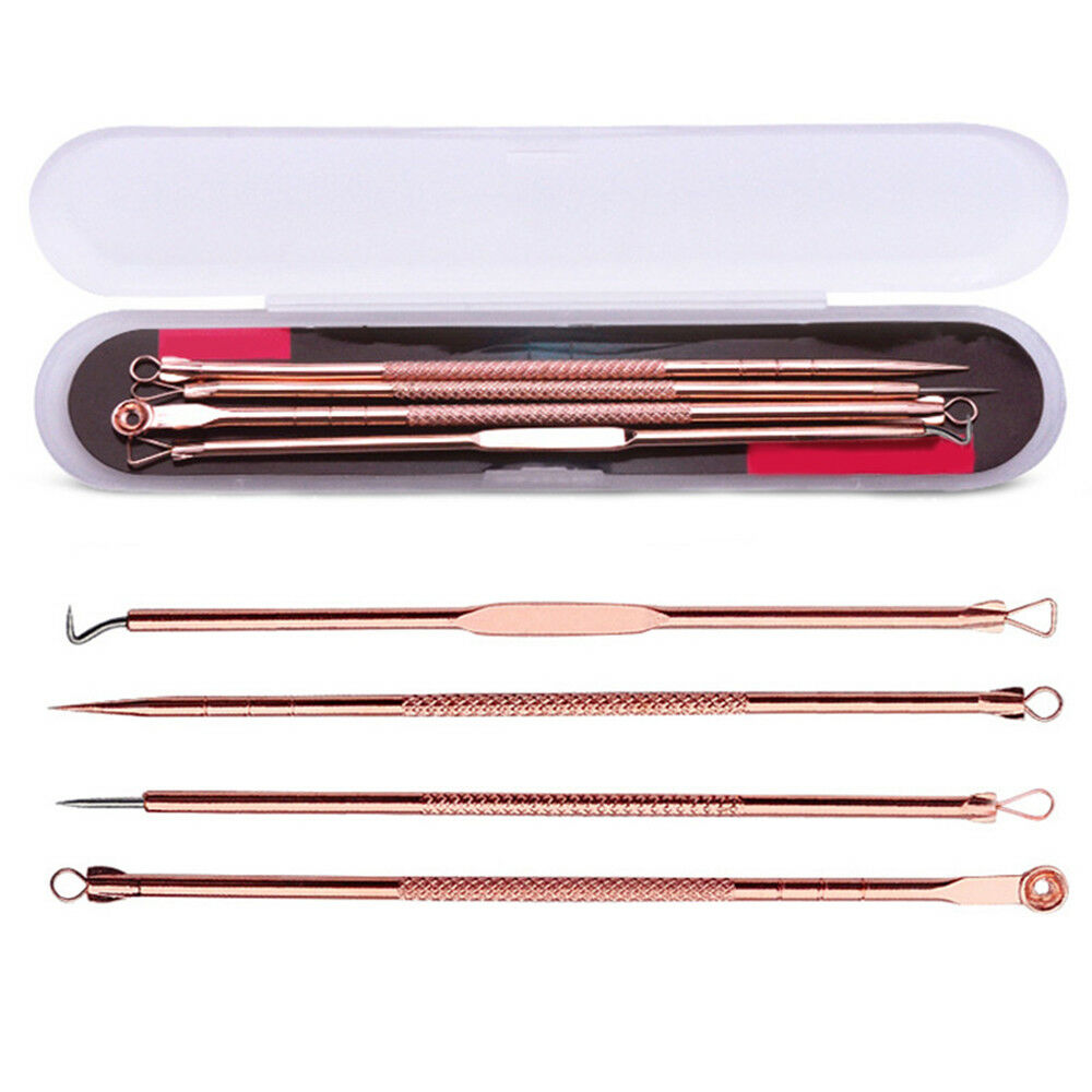 4PC Tools Kit Acne Extractor Remover Blackhead Pimple Needles Blemish Treatments