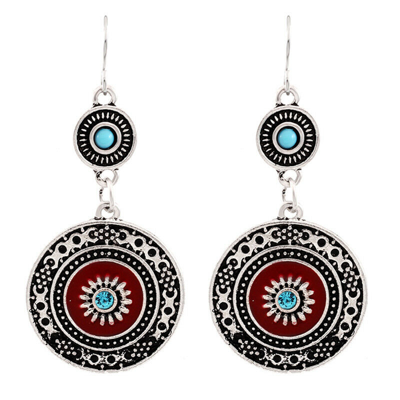 Bohemia Ear Stud Drop Dangle Earrings Long Ethnic Round Earrings Women Jewel Lt