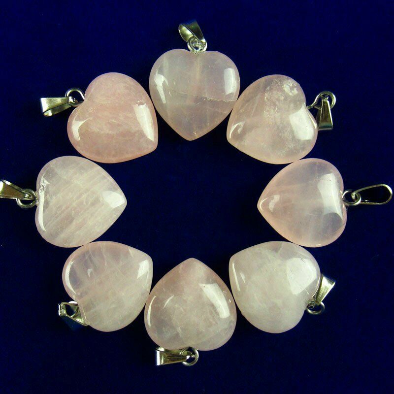 10pcs 25g 16x16x6mm Natural Rose Quartz Heart Pendant Bead A-220SK