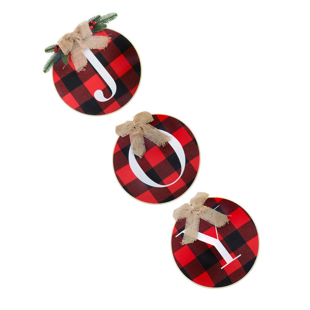 3pcs Front Door Decoration Round Joy Welcome Wooden Sign for Home Outdoor Indoor