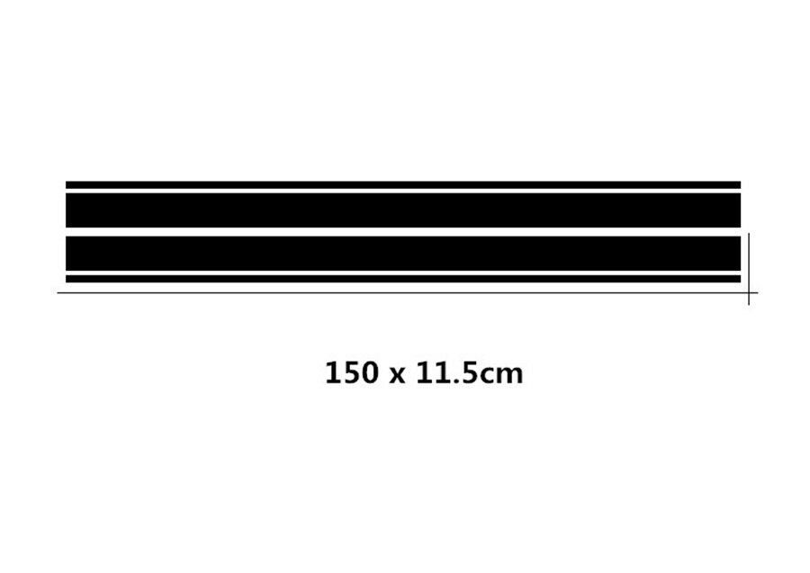 1 Set Double Line Stripes Car Front Hood Black Simple 150cm Vinyl DIY Modified