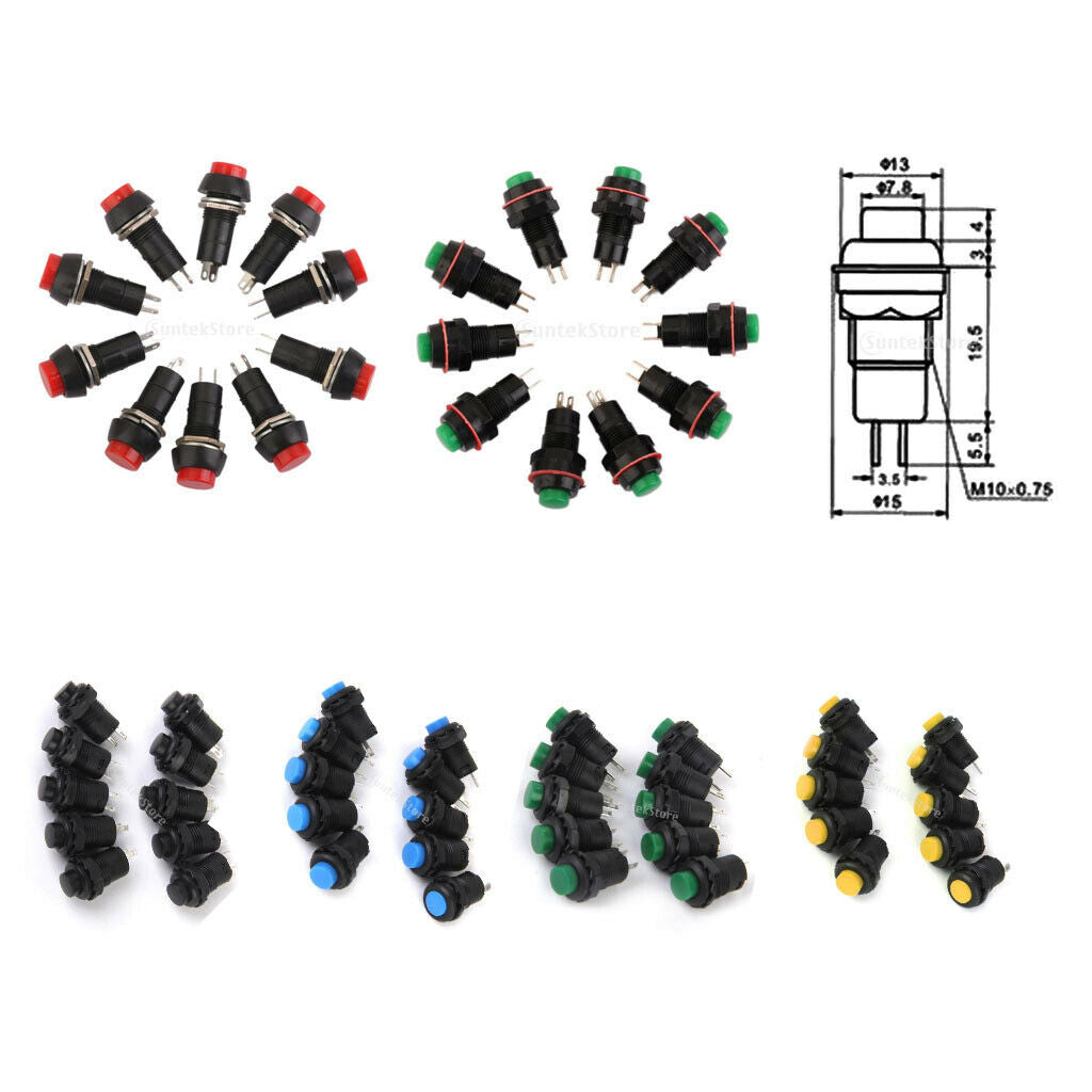 10 X Car Boats Dashboards Lock    Push Buttons Green Lock Switch