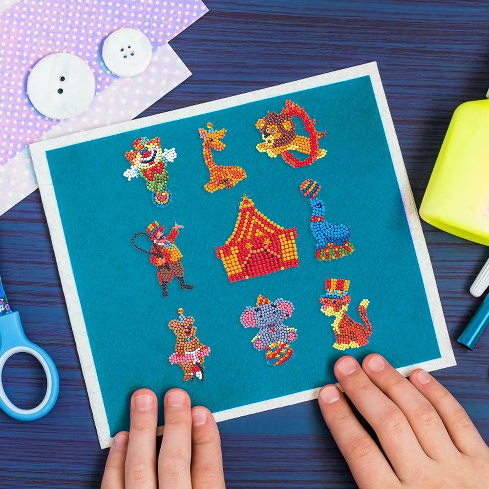 DIY Full Drill Round Cartoon Circus Troup Diamond Painting Puzzle Stickers @