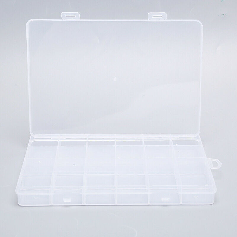 24 Slots Transparent Rectangle Beads Earrings Jewelry Storage Box Case Organi SJ