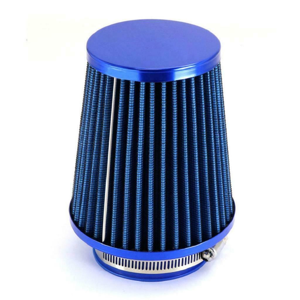 Blue 76mm Car Air Intake Inlet Round Cone Filter Washable