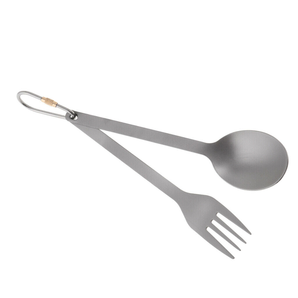 Outdoor Titanium Tableware Flatware Spoon Fork Spork Spoon Fork with Buckle