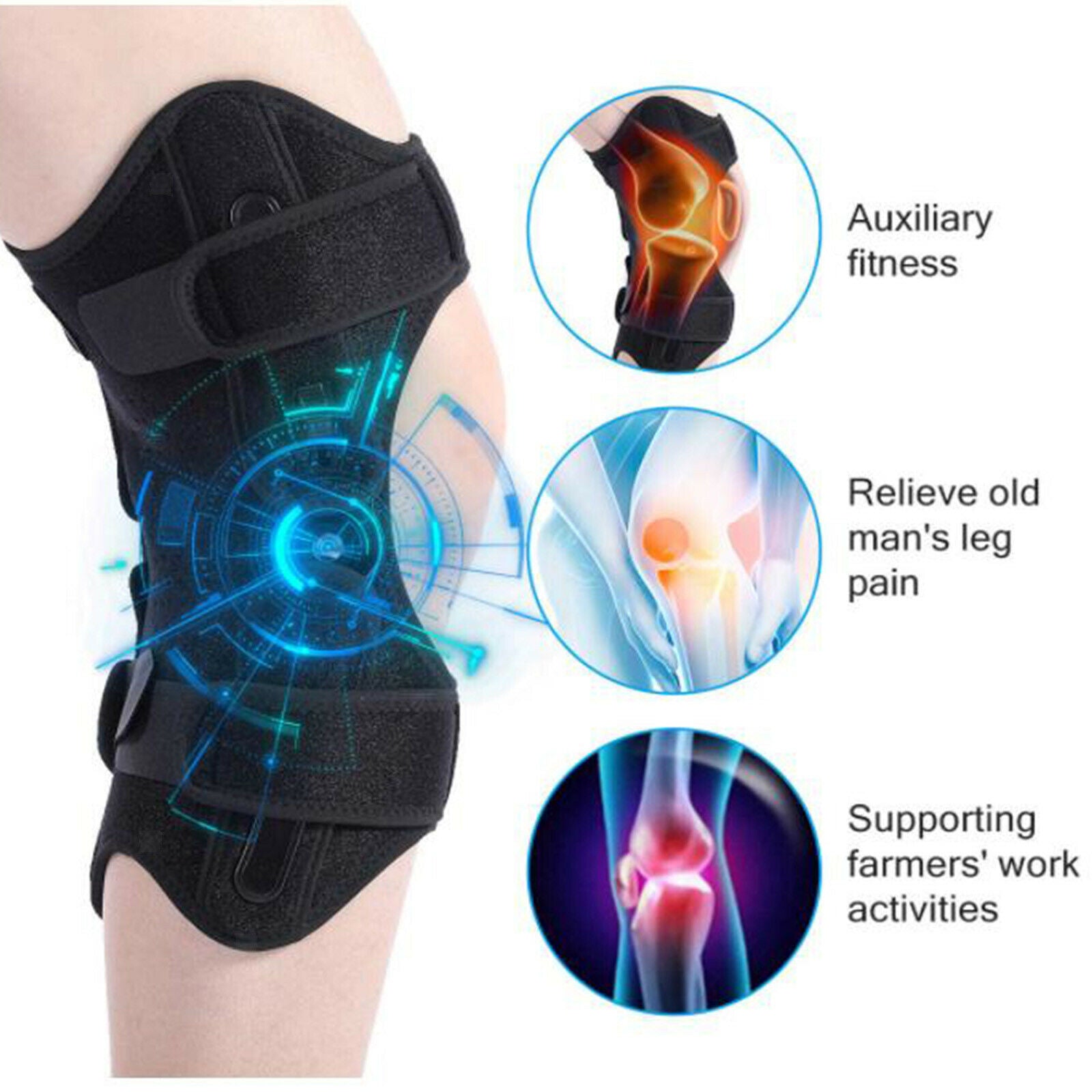 2x Knee Protection Booster Leg Joint Knee Sleeve Support for Climbing Black