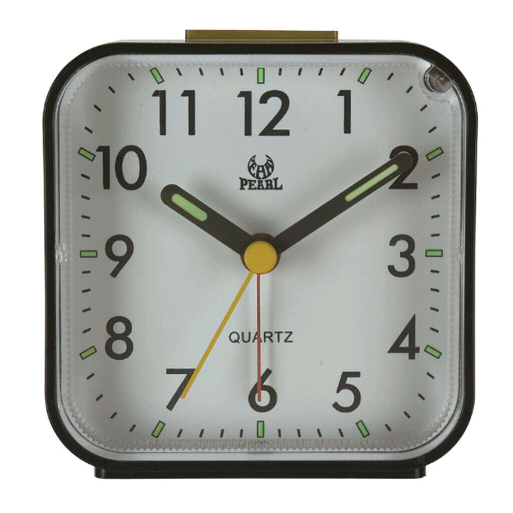 Travel Alarm Clock Mini Non-ticking Quartz Clock w/Night Light Quiet Black